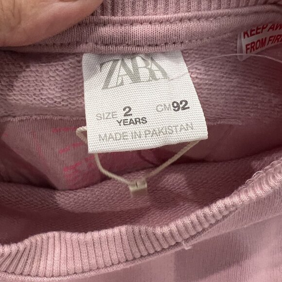 Zara Creative Stories Toddler 2 Years Pink Crewneck Pullover Tulip Embroidery - Picture 3 of 5